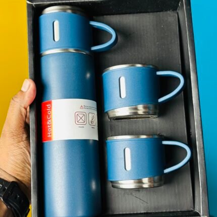 Stainless Steel Vacuum Flask Hot And Cool Water Bottle With Two Cups