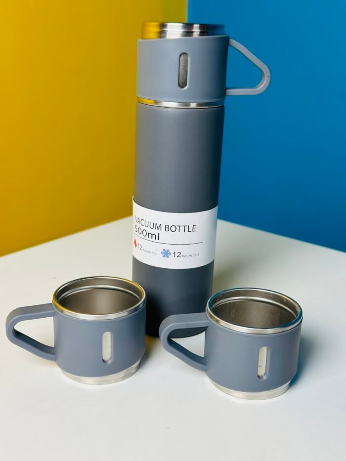 Stainless Steel Vacuum Flask Hot And Cool Water Bottle With Two Cups